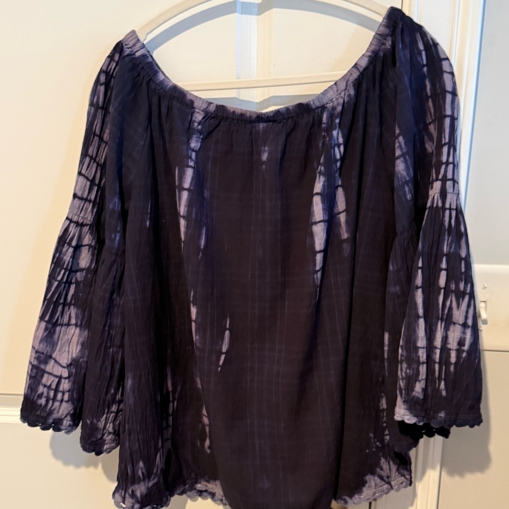 Ivy Jane Midnight Blue Tie-Dye Off-Shoulder Blouse Super cute Boho style - Picture 6 of 9